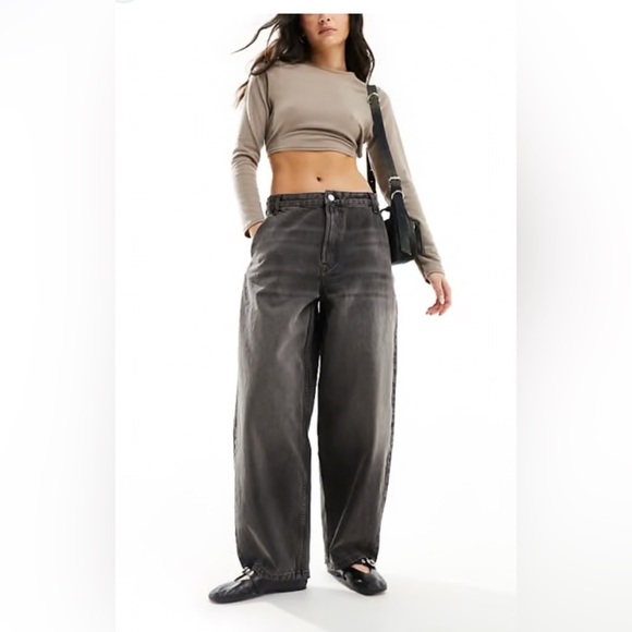 Bershka Black Flare Wide-Leg Jeans - Picture 1 of 11